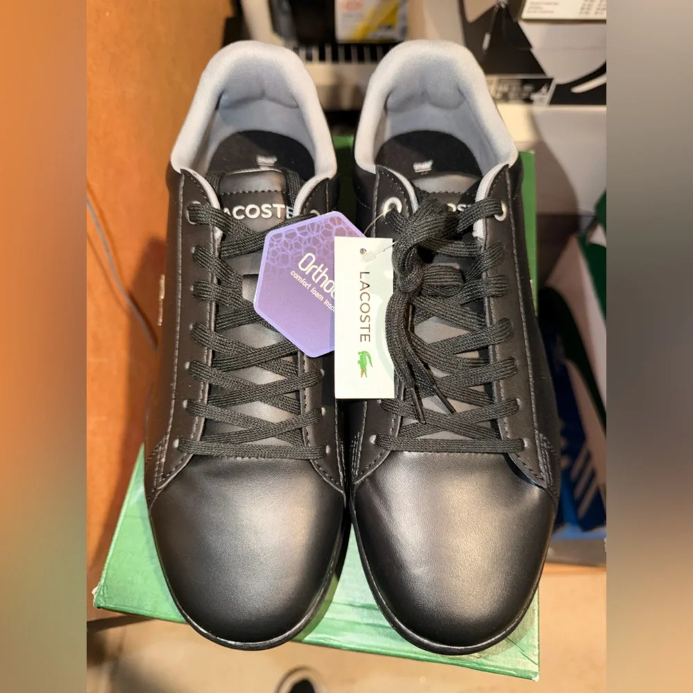 Lacoste Men's Black Leather Sneakers - Picture 2 of 5